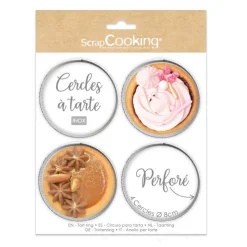 Cercles À Gâteaux<ScrapCooking 4 Cercles à tarte individuels perforés 8 cm Ronds,