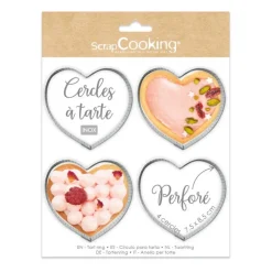 Cercles À Gâteaux<ScrapCooking 4 Cercles à tarte individuels perforés Coeurs,