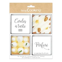 Cercles À Gâteaux<ScrapCooking 4 Cercles à tarte individuels perforés 8 cm Carrés,