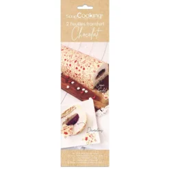 Le Chocolat<ScrapCooking 2 feuilles transfert pour bûche motif Noël,