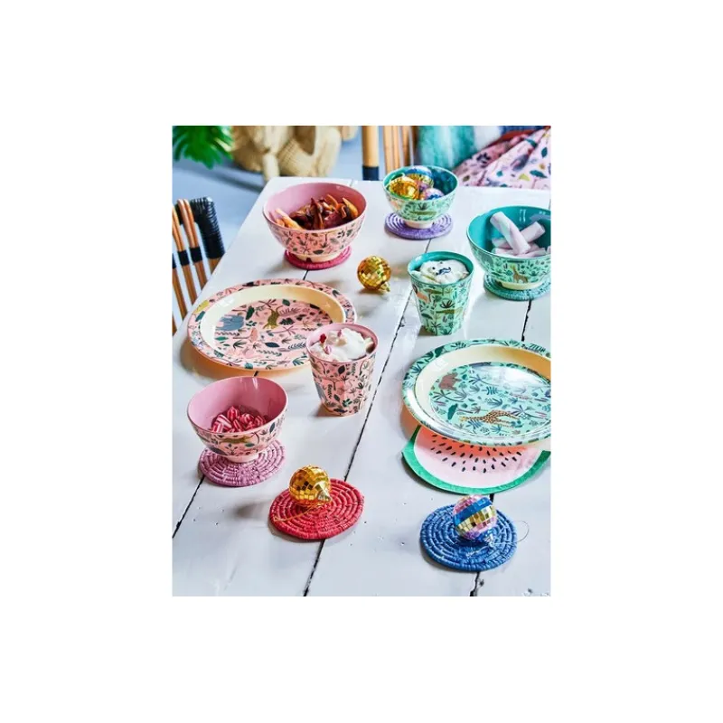 La Vaisselle Pour Enfant<Rice Assiette plate rose Jungle en mélamine,