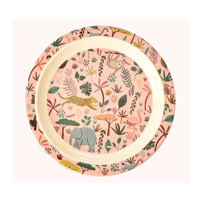 La Vaisselle Pour Enfant<Rice Assiette plate rose Jungle en mélamine,