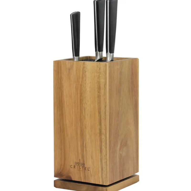 Blocs Couteaux<CRISTEL Bloc Couteaux rotatif en bois d'acacia,