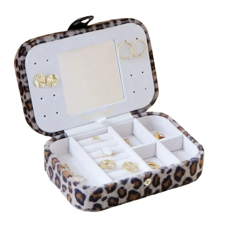 Les Bijoux|Les Accessoires<Maison Scarlett Boîte à Bijoux de Voyage Brigitte Velours Léopard,