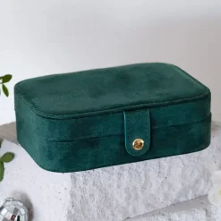 Les Bijoux|Les Accessoires<Maison Scarlett Boîte à Bijoux de Voyage Brigitte Velours Vert,