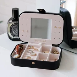 Les Bijoux|Les Accessoires<Maison Scarlett Boîte à Bijoux de Voyage Brigitte Cuir Noir,