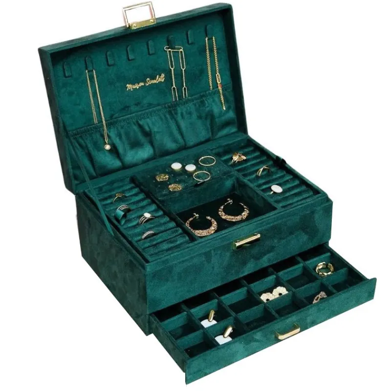 Les Accessoires<Maison Scarlett Boîte à Bijoux Denise Velours Vert,