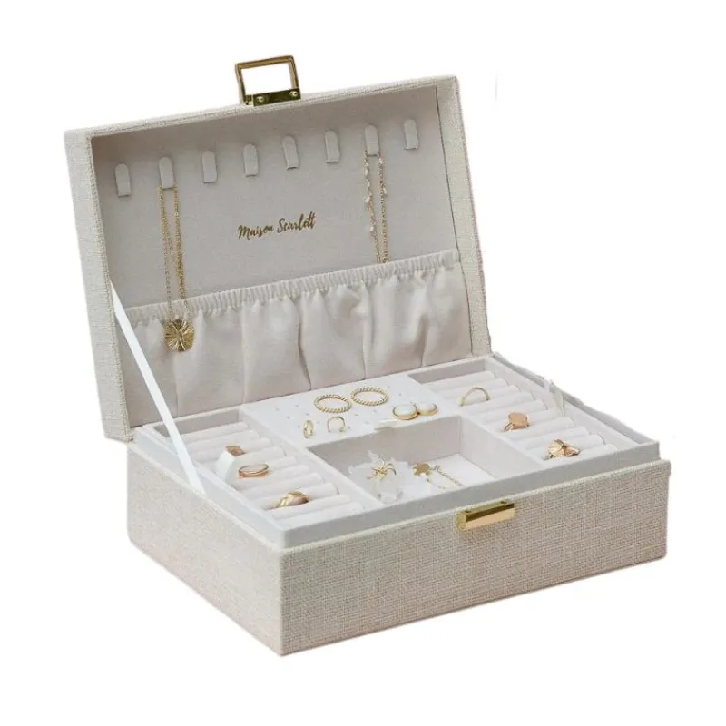 Les Bijoux|Les Accessoires<Maison Scarlett Boîte à Bijoux Louise Lin Beige,