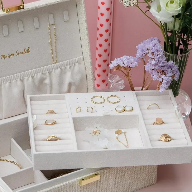 Les Bijoux|Les Accessoires<Maison Scarlett Boîte à Bijoux Louise Lin Beige,