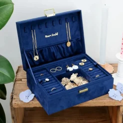 Les Bijoux|Les Accessoires<Maison Scarlett Boîte à Bijoux Louise Velours Bleu Marine,