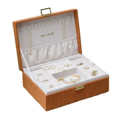 Les Bijoux|Les Accessoires<Maison Scarlett Boîte à Bijoux Louise Velours Côtelé Camel,