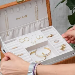 Les Bijoux|Les Accessoires<Maison Scarlett Boîte à Bijoux Louise Velours Côtelé Camel,