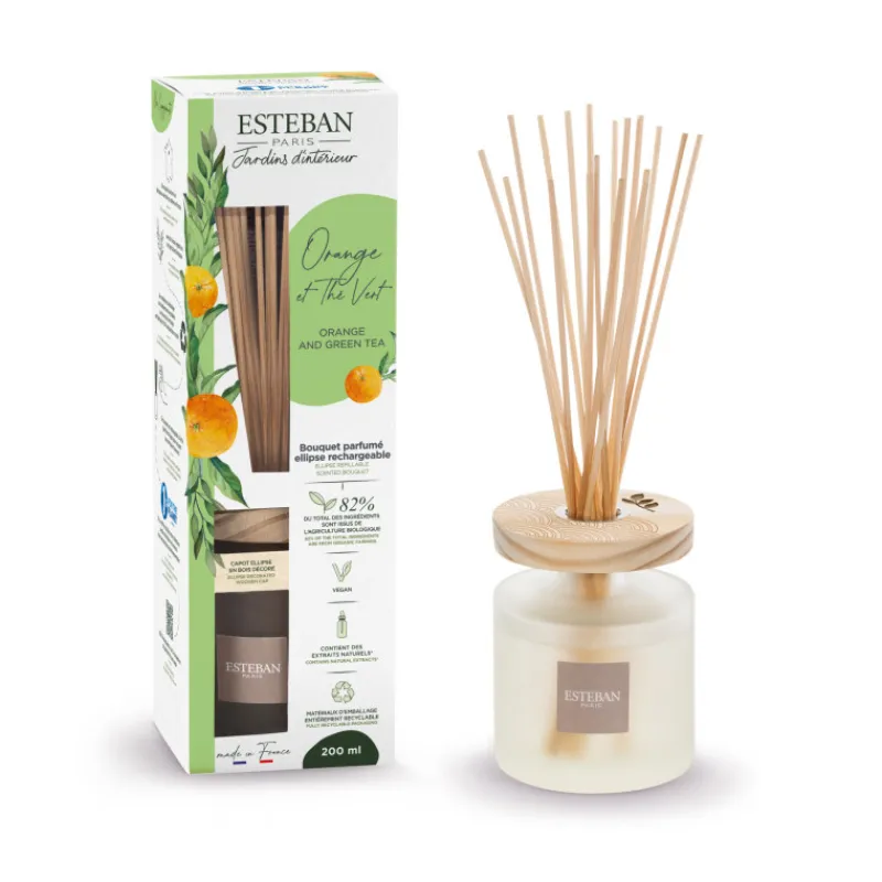 Diffuseurs De Parfum D'Intérieur<ESTEBAN Bouquet parfumé Ellipse Orange et Thé Vert 200ml,