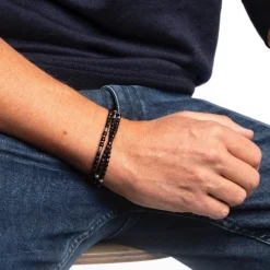 Les Bijoux<Têtes Blondes Bracelet Homme 3 tours Magnetic Gentleman Tourmaline Noire,