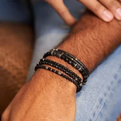 Les Bijoux<Têtes Blondes Bracelet Homme Gentleman XL Noir Mat,