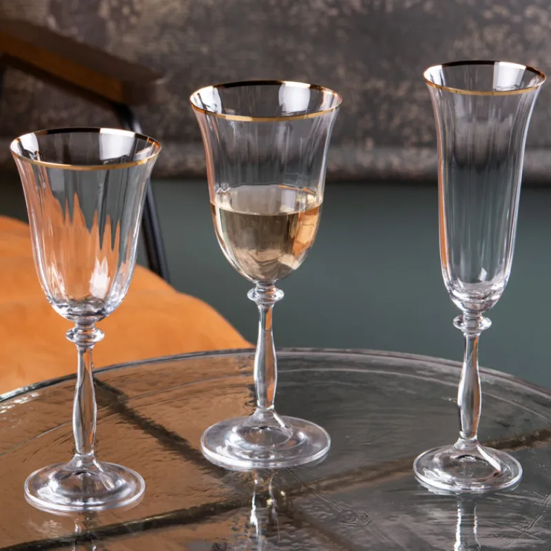 Verres Apéritif|Verres À Cocktail<Crystal BOHEMIA Coffret 6 flûtes Angela filet Or,