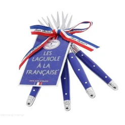 Fourchettes<DUBOST Coffret 4 fourchettes à cocktail bleu " Les Laguiole à la Française", Jean Pradel