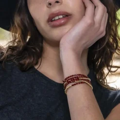 Les Bijoux<Têtes Blondes Collier et Bracelet 6 tours Caroline Rouge Cerise,