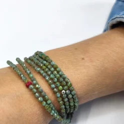 Les Bijoux<Têtes Blondes Collier et Bracelet 6 tours Joanna Vert Marbré,