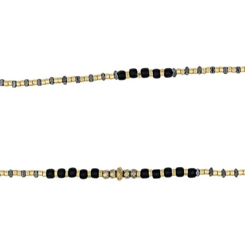 Les Bijoux<Têtes Blondes Collier et Bracelet 6 tours Andy Gold Noir,