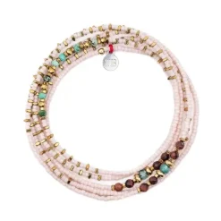 Les Bijoux<Têtes Blondes Collier et Bracelet 6 tours New Andy Rose Guimauve,