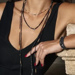 Les Bijoux<Têtes Blondes Collier et Bracelet 6 tours Max Silver Noir,