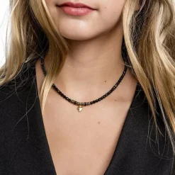 Les Bijoux<Têtes Blondes Collier ras du cou Baghera Noir Mat,