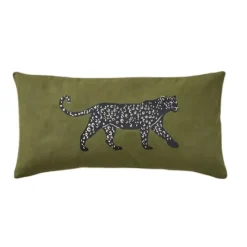 Coussins Et Rideaux<Sylvie Thiriez Coussin brodé Léo Kaki,