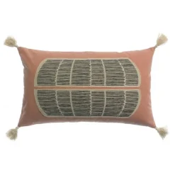 Coussins Et Rideaux<VIVARAISE Coussin brodé Yaël Bois de Rose,