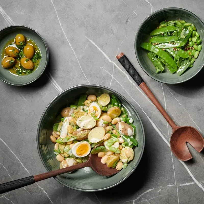 Couverts À Salade<ASA SELECTION Couverts à Salade avec manche en nylon noir,