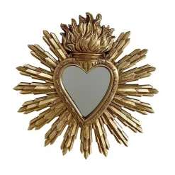 Décorations Murales|Miroirs Et Trumeaux<EMDE Décoration miroir ex-voto coeur soleil or, Emdé
