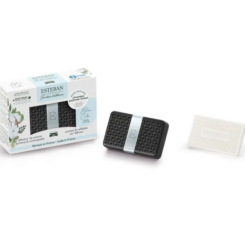 Diffuseurs De Parfum D'Intérieur<ESTEBAN Diffuseur de voiture Blanc Coton,