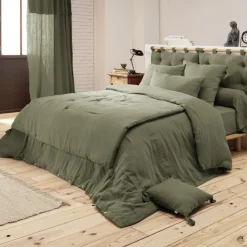 Draps Plats Et Draps Housse<L'effet papillon Drap housse Gaïa Romarin en gaze de coton,