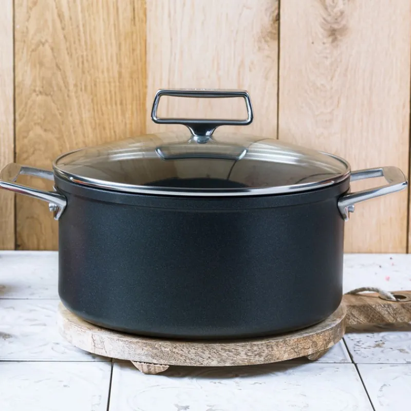 Anti-Adhérent|Fonte D'Aluminium<CRISTEL Faitout et couvercle Castel'Pro Ultralu,