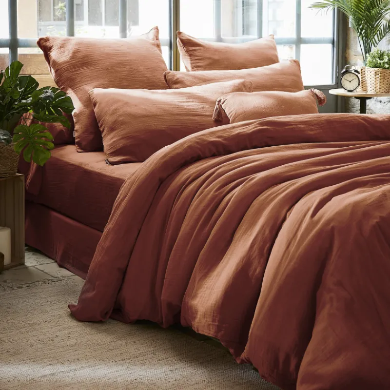Housses De Couette, Parures<L'effet papillon Housse de couette Gaze de coton Gaïa Terracotta,