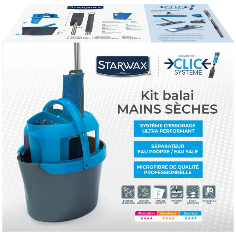 Brosserie|Sols<STARWAX Kit Balai mains sèches Clic Système,