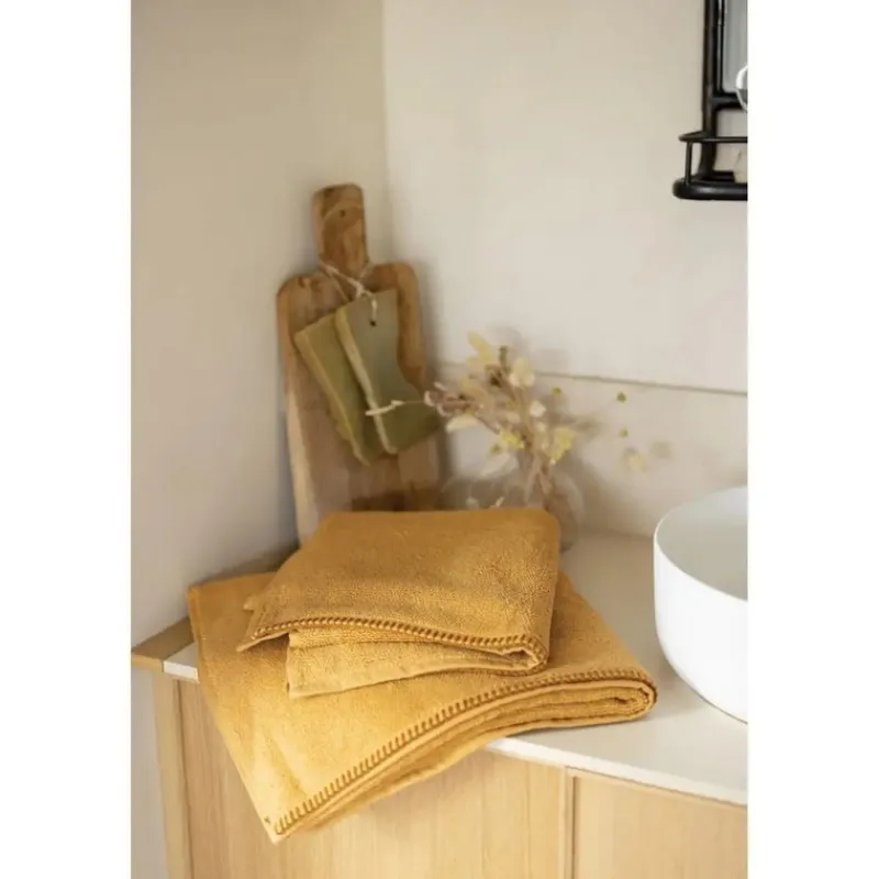 Serviettes|Draps De Douche<VIVARAISE Linge de toilette Bora Moutarde,