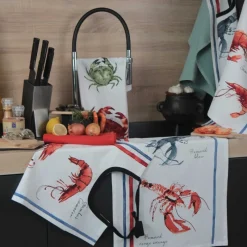 Torchons<Sud Etoffe Lot de 3 torchons Fruits de Mer 50 x 70 cm,