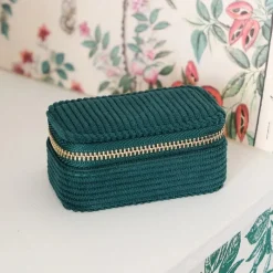 Les Bijoux|Les Accessoires<Maison Scarlett Mini Boîte à Bijoux de Voyage Marie Velours Côtelé Vert,