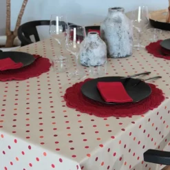 Nappes<Sud Etoffe Nappe enduite Lorette Carmin,