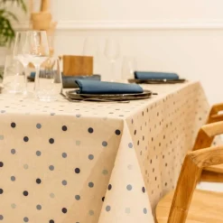 Nappes<Sud Etoffe Nappe enduite Lorette Navy,
