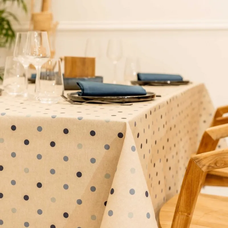 Nappes<Sud Etoffe Nappe enduite Lorette Navy,