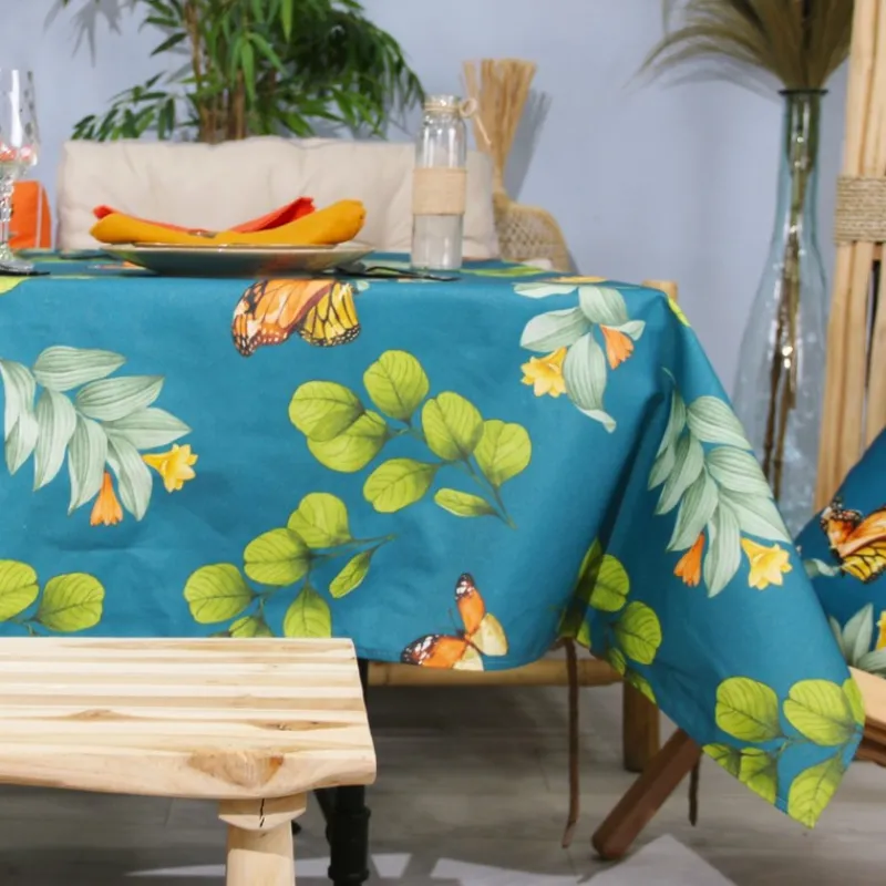Nappes<Sud Etoffe Nappe enduite Océan Papillon,