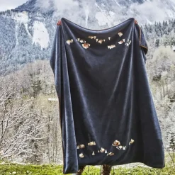 Plaids Et Couvre-Lits<Sylvie Thiriez Plaid Polaire Brodé Au Cœur de La Vallée Pierre Bleue,