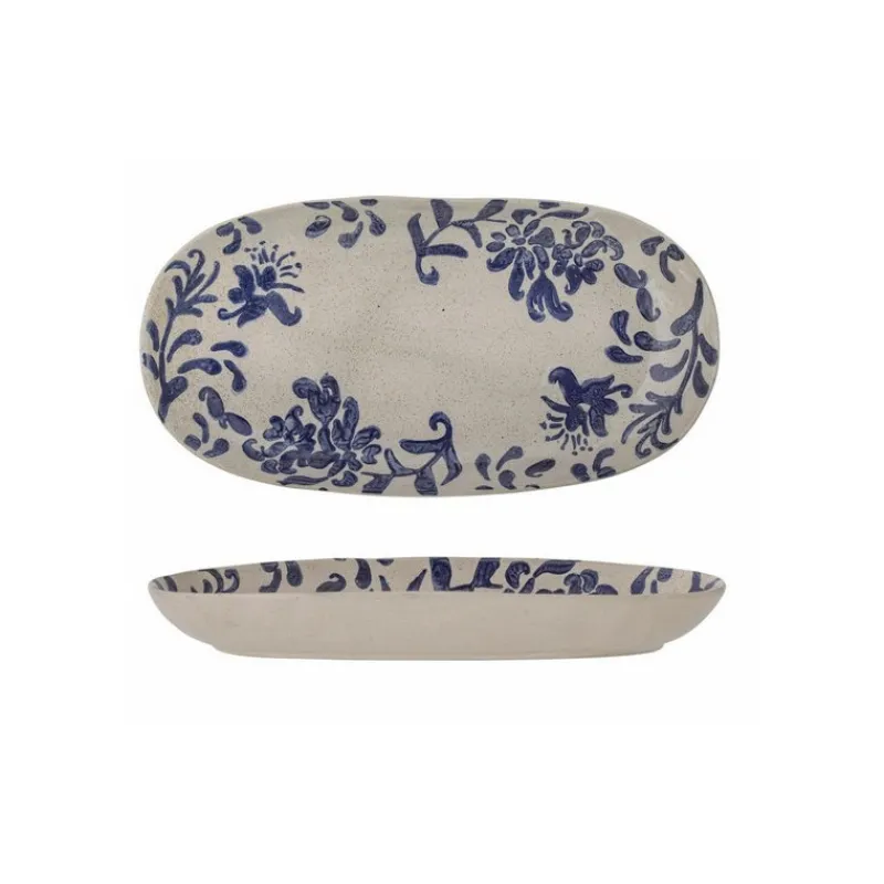 Les Plats De Service<Bloomingville Plat ovale Pétunia bleu en grès,
