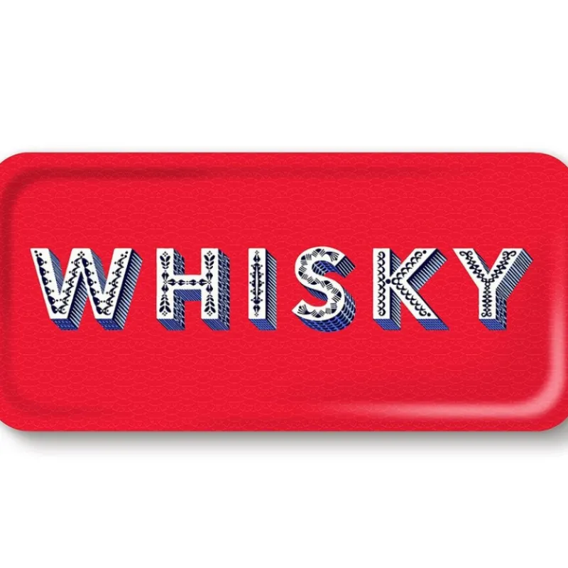 Les Plateaux<Jamida Plateau apéritif rectangulaire "Whisky" rouge,