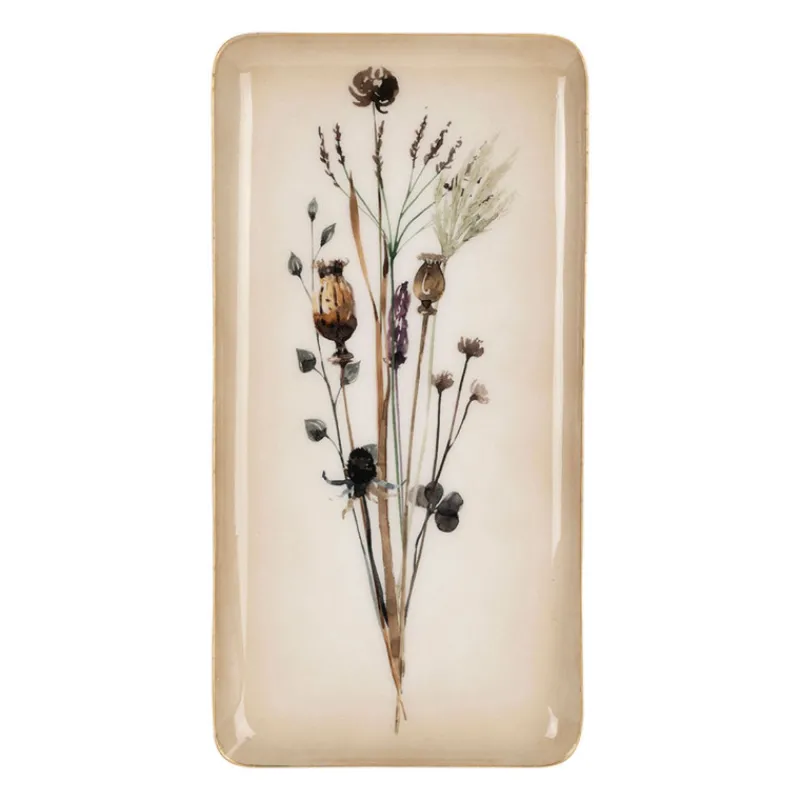 Les Plateaux|Les Plats De Service<Côté Table Plateau en fer 15 x 30 cm Floral,