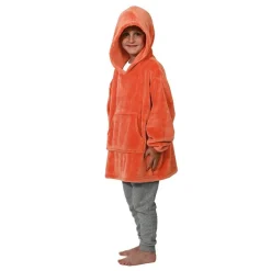 Le Textile Pour Enfant<SENSEI Poncho polaire pour enfant à capuche Ginger Corail,