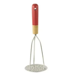 Ustensiles En Inox<PEBBLY Presse-purée inox/bambou rouge,