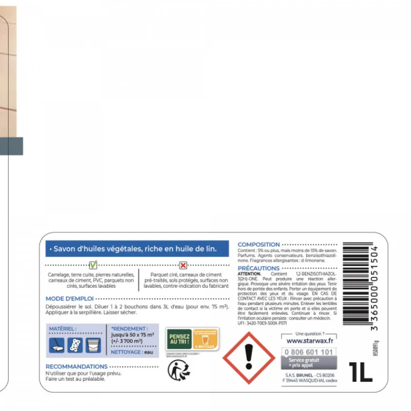 Sols<STARWAX Savon noir à l'huile de lin